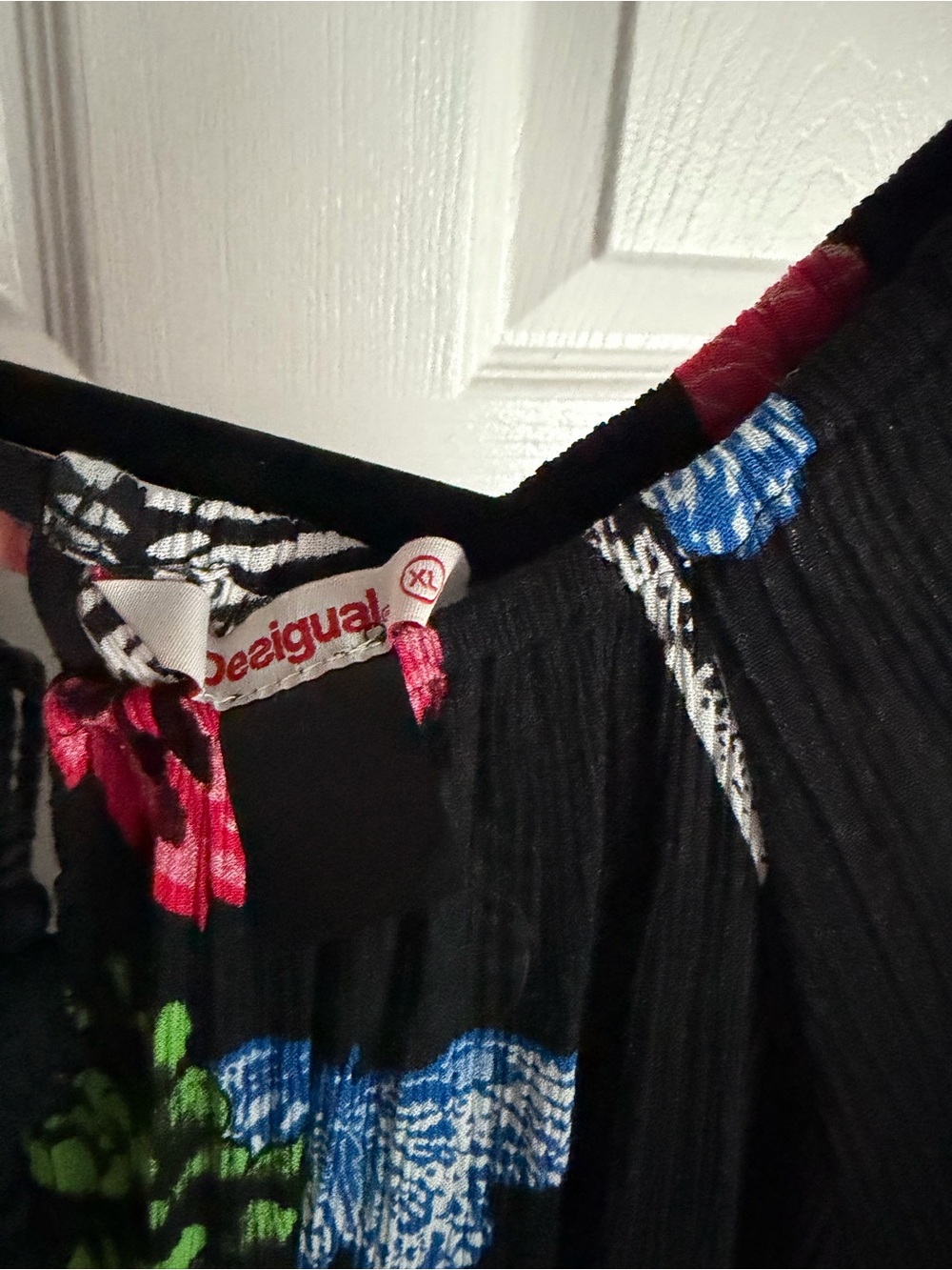 Desigual Black Floral Peacock Print Blouse with Multicolor Accents - Picture 3 of 6